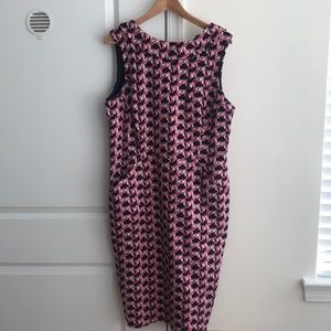 Boden Martha Dress in Blue w/ Pink and White Print Sz 14